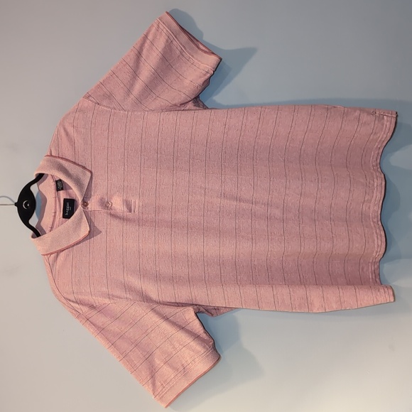 🍁HAGGAR Striped Short Sleeve Polo Shirt Golf  Casual Summer Grid Stripe Top - Picture 12 of 12